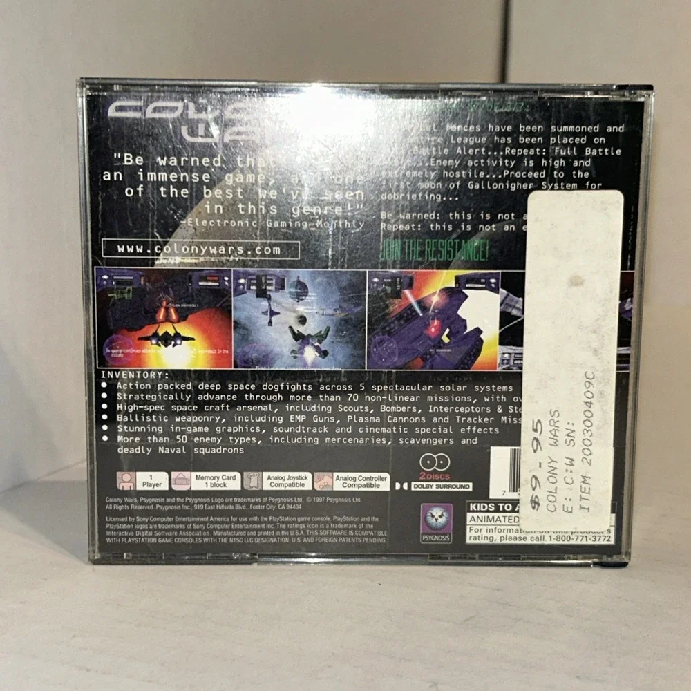 Colony Wars (Sony Playstation 1, 1997) PS1 w/‎ 2 Discs